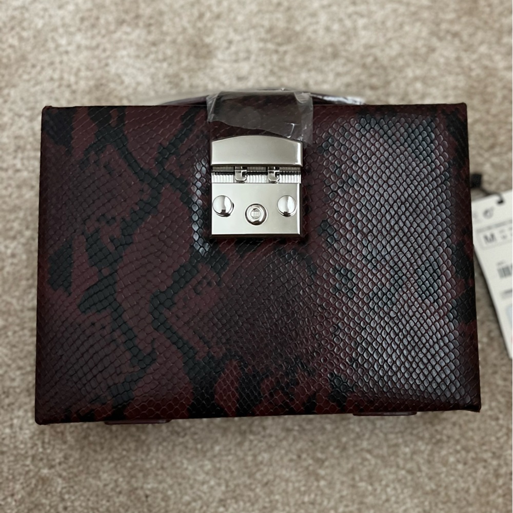 Zara Trunk Square crossbody bag Faux Snake Print